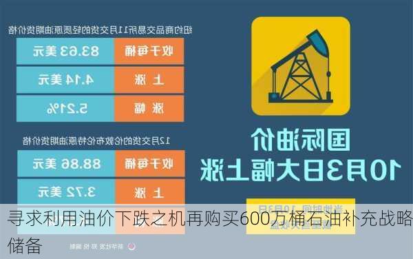 寻求利用油价下跌之机再购买600万桶石油补充战略储备