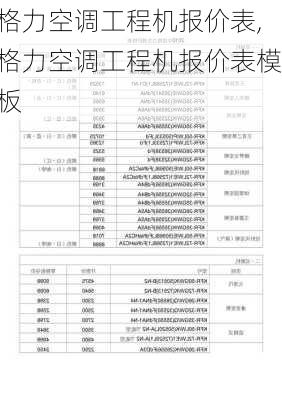 格力空调工程机报价表,格力空调工程机报价表模板