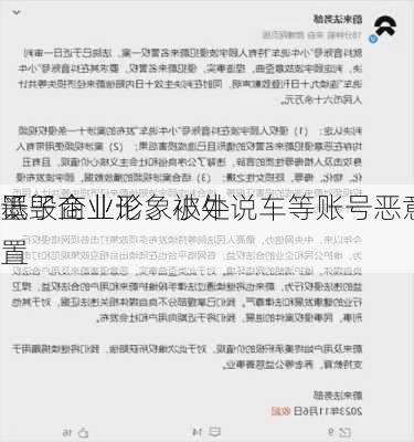 墨子商业论、小牛说车等账号恶意
诋毁企业形象被处置