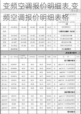 变频空调报价明细表,变频空调报价明细表格