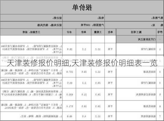 天津装修报价明细,天津装修报价明细表一览