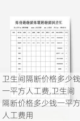 卫生间隔断价格多少钱一平方人工费,卫生间隔断价格多少钱一平方人工费用