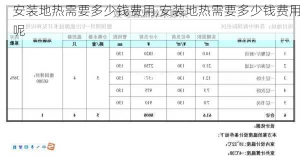 安装地热需要多少钱费用,安装地热需要多少钱费用呢