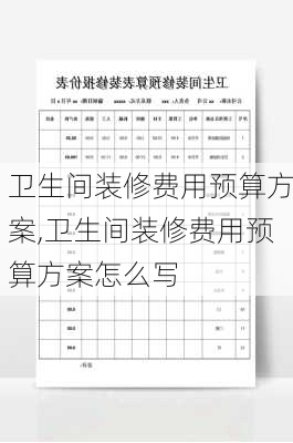 卫生间装修费用预算方案,卫生间装修费用预算方案怎么写