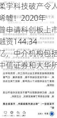 柔宇科技破产令人唏嘘！2020年曾申请科创板上市融资144.34亿，中介机构包括中信证券和大华所