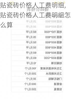 贴瓷砖价格人工费明细,贴瓷砖价格人工费明细怎么算