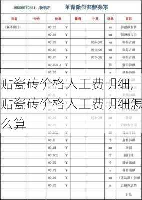 贴瓷砖价格人工费明细,贴瓷砖价格人工费明细怎么算