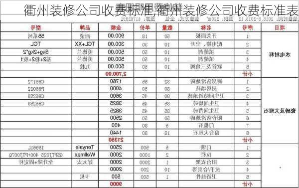 衢州装修公司收费标准,衢州装修公司收费标准表