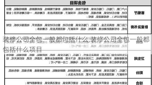 装修公司全包一般都包括什么,装修公司全包一般都包括什么项目