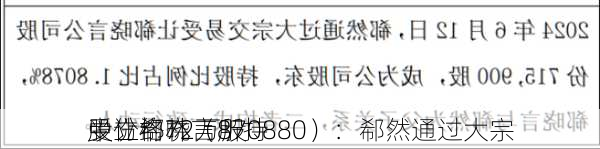 中立格林（870880）：郗然通过大宗
受让郗晓言所持
股份约72万股