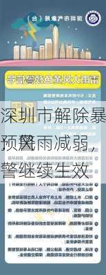 深圳市解除暴雨和雷雨大风预警
：风雨减弱，雷电预警继续生效