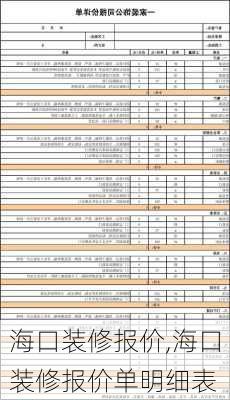 海口装修报价,海口装修报价单明细表