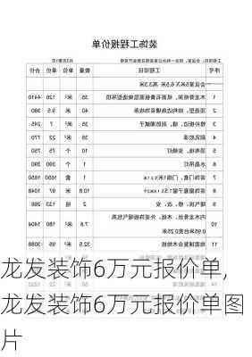 龙发装饰6万元报价单,龙发装饰6万元报价单图片