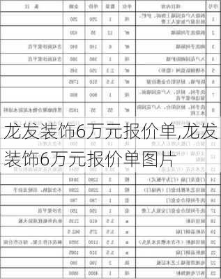 龙发装饰6万元报价单,龙发装饰6万元报价单图片