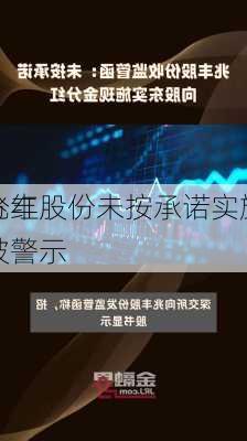 兆丰股份未按承诺实施
分红被警示