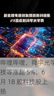 哔哩哔哩、舜宇光学科技等涨超 5%：6 月 18 股科技股上扬