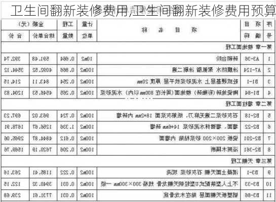 卫生间翻新装修费用,卫生间翻新装修费用预算