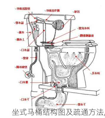 坐式马桶结构图及疏通方法,