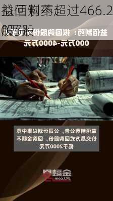 益佰制药：
拟回购不超过466.20万股
股份