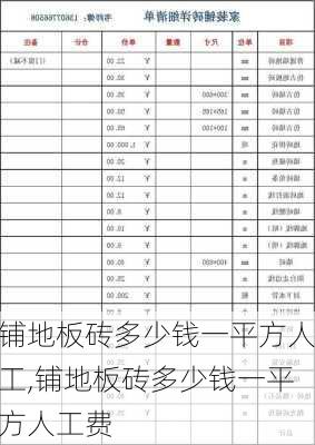 铺地板砖多少钱一平方人工,铺地板砖多少钱一平方人工费