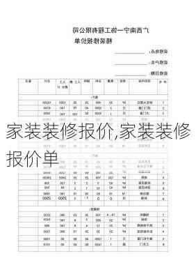 家装装修报价,家装装修报价单