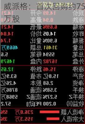 威派格：首次回购约75万股