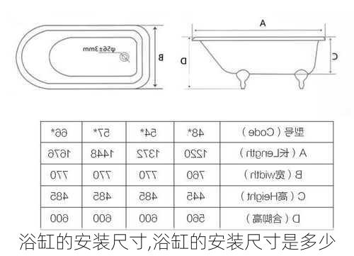 浴缸的安装尺寸,浴缸的安装尺寸是多少