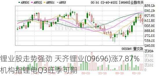 锂业股走势强劲 天齐锂业(09696)涨7.87% 机构指锂电Q3旺季可期