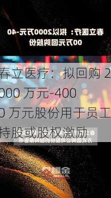 春立医疗：拟回购 2000 万元-4000 万元股份用于员工持股或股权激励