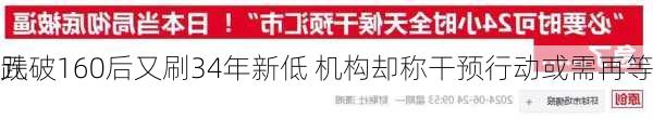 
元
跌破160后又刷34年新低 机构却称干预行动或需再等