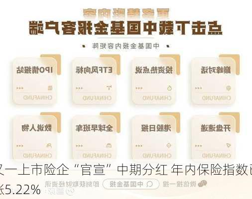 又一上市险企“官宣”中期分红 年内保险指数已涨5.22%