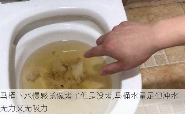 马桶下水慢感觉像堵了但是没堵,马桶水量足但冲水无力又无吸力