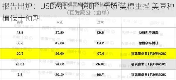 
报告出炉：USDA报告“惊吓”全场 美棉重挫 美豆种植低于预期！