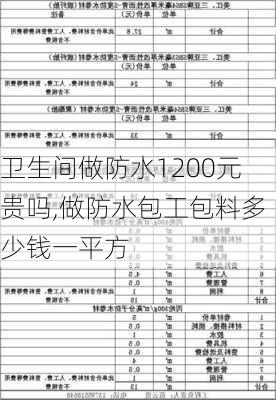 卫生间做防水1200元贵吗,做防水包工包料多少钱一平方