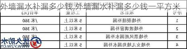 外墙漏水补漏多少钱,外墙漏水补漏多少钱一平方米