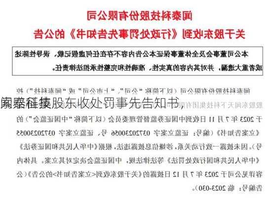 闻泰科技股东收处罚事先告知书，
索赔征集