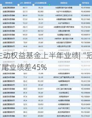 盘点主动权益基金上半年业绩|“冠军基”
超17%，首尾业绩差45%