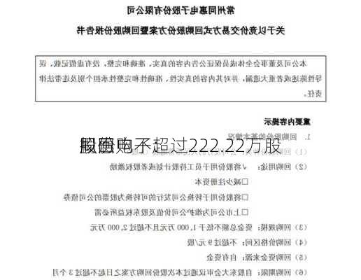 同惠电子：
拟回购不超过222.22万股
股份