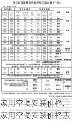 家用空调安装价格,家用空调安装价格表