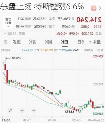 午盘：
小幅上扬 特斯拉涨6.6%