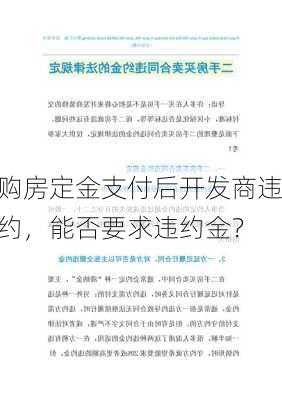 购房定金支付后开发商违约，能否要求违约金？