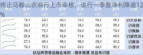 
终止马鞍山农商行上市审核，该行一季度净利降逾12%