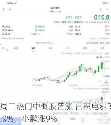 周三热门中概股普涨 台积电涨3.9%，小鹏涨9%