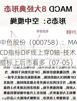 中色股份（000758）：MACD指标DIF线上穿0轴-技术指标上后市看多（07-05）