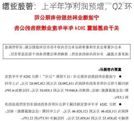 德业股份：上半年净利润预增，Q2 环
增长显著