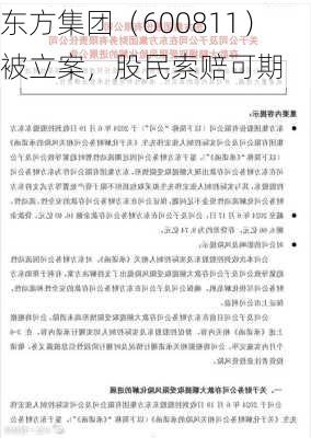 东方集团（600811）被立案，股民索赔可期