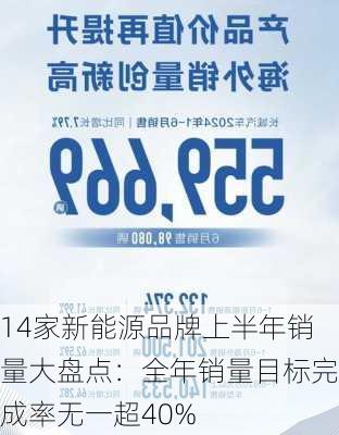 14家新能源品牌上半年销量大盘点：全年销量目标完成率无一超40%