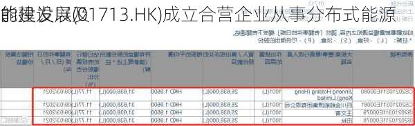 
能投发展(01713.HK)成立合营企业从事分布式能源
的
、建设以及
