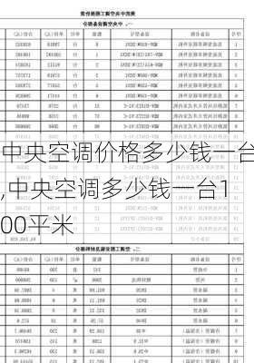 中央空调价格多少钱一台,中央空调多少钱一台100平米