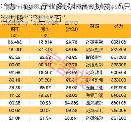 给力！这一行业多股业绩大爆发，5只潜力股“浮出水面”